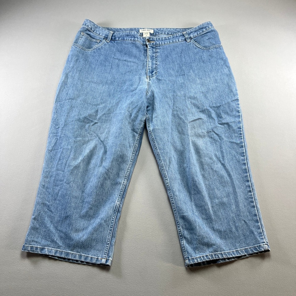 Cherokee Capri Jeans Womens 18 Blue Denim Cotton Stretch High Rise Medium Wash
